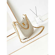 Chanel Hobo Handbag Calfskin Gold Metal White 24x20x6cm - 3