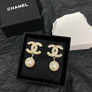 Chanel Earrings With Pearl And Crystal - 1