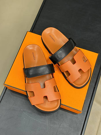 Hermes Chypre Orange Black Sandal