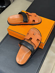 Hermes Chypre Orange Black Sandal - 2