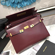 YSL Manhattan Leather Shoulder Bag Wine 29x20.5x7cm - 5