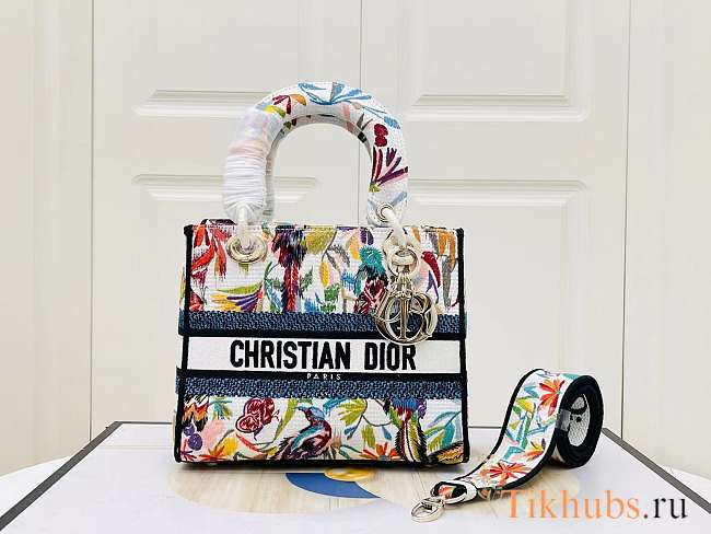 Dior Medium Lady D-Lite Bag White Multicolor Fantastica 24 x 20 x 11 cm - 1