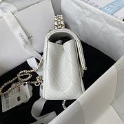 Chanel Camellia Embossed With Top Handle Bag White 18cm - 6