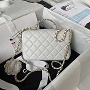 Chanel Camellia Embossed With Top Handle Bag White 18cm - 4