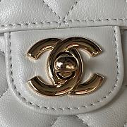 Chanel Camellia Embossed With Top Handle Bag White 18cm - 2