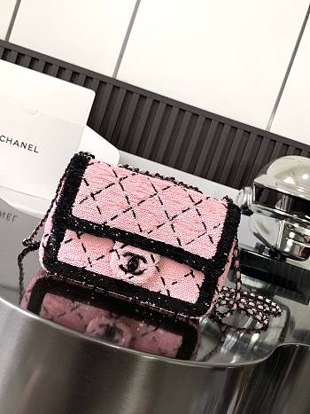 Chanel 24P Flap Bag Sequin Pink Bag 20cm