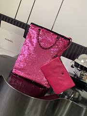 Chanel Shopping Bag Sequins Black Dark Pink 39x20x2cm - 4