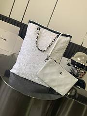 Chanel Shopping Bag Sequins White 39x20x2cm - 3