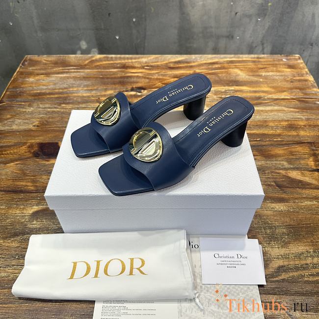 Dior Forever Heeled Slide Blue Calfskin 5cm - 1