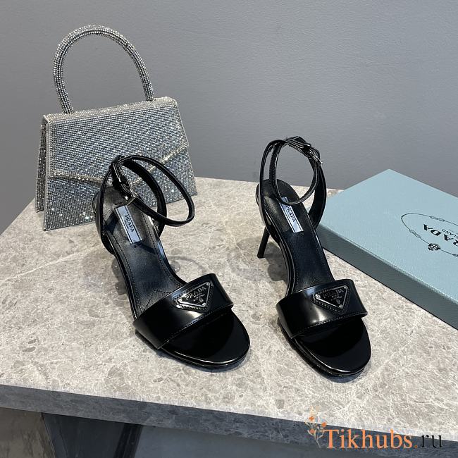 Prada Leather Sandal In Black Heel 8.5cm - 1