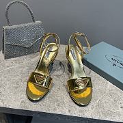 Prada Leather Sandal In Gold Heel 8.5cm - 4