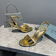 Prada Leather Sandal In Gold Heel 8.5cm - 3