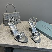 Prada Leather Sandal In Silver Heel 8.5cm - 1