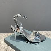 Prada Leather Sandal In Silver Heel 8.5cm - 4