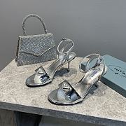 Prada Leather Sandal In Silver Heel 8.5cm - 2