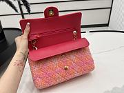 Chanel Medium Flap Bag Tweed Gold Orange Pink 25cm - 5