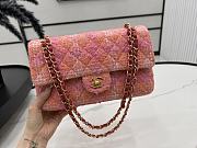 Chanel Medium Flap Bag Tweed Gold Orange Pink 25cm - 3