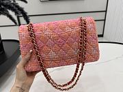 Chanel Medium Flap Bag Tweed Gold Orange Pink 25cm - 2