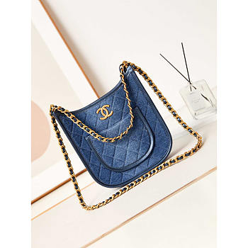 Chanel Hobo Handbag Washed Denim 24x22x6cm