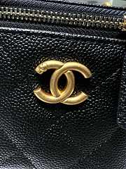 Chanel Vanity Leather Mini Bag Heart Chain Black 10.5x8.5x7cm - 6