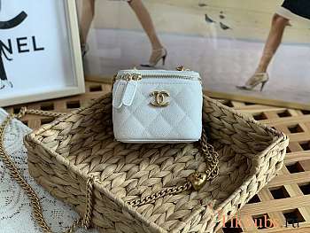 Chanel Mini Vanity Box White Heart Gold Caviar 10.5cm