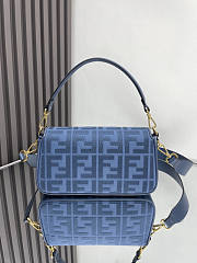 Fendi Baguette Shoulder Bag Blue 27x15x6cm - 2