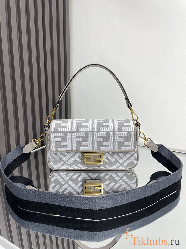 Fendi Baguette Shoulder Bag Grey 27x15x6cm - 1