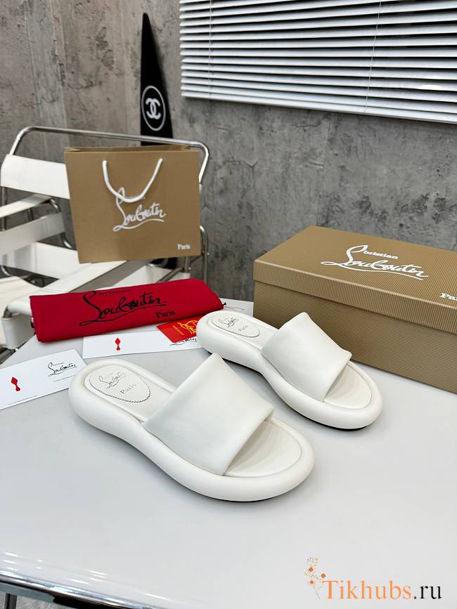 Christian Louboutin White Slides - 1