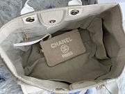 Chanel Shopping Tote Canvas White Handle 38x22x13cm - 4