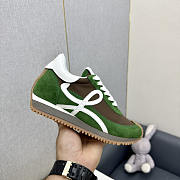 Loewe Flow Runner In Nylon And Suede Green Shoes - 3