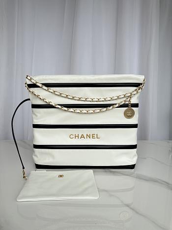 Chanel 22 Large Handbag White Black 39x42x8cm