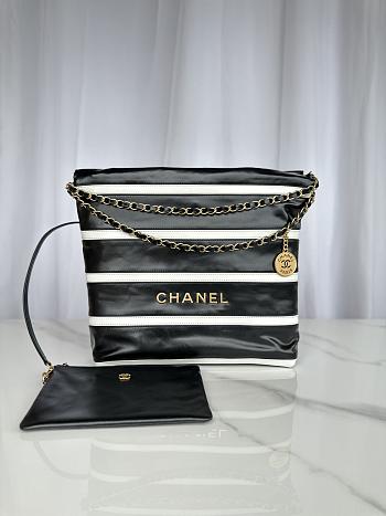 Chanel 22 Medium Handbag Black White 35x37x7cm