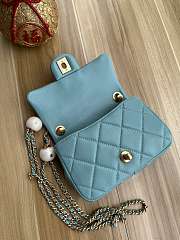 Chanel 24s Mini Flap Bag Blue Lambskin 17x11.5x5cm - 3