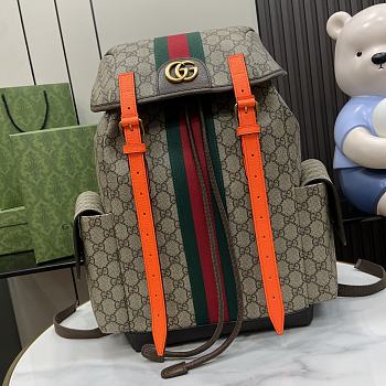 Gucci Ophidia GG Medium Backpack Beige Orange 40x24x16cm