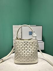 Prada Panier Leather Mini Bag Cut Out Motif White 18x17x10.5cm - 5