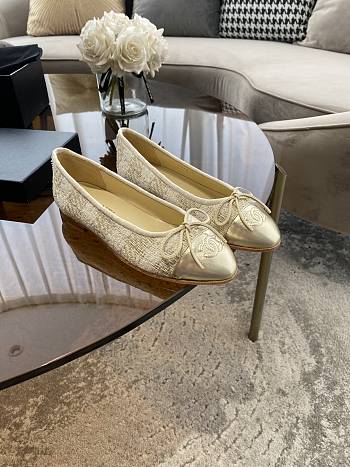 Chanel Ballerina Flat Tweed Gold