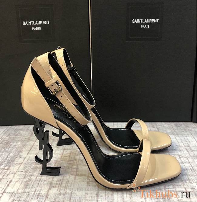 YSL Opyum Patent Leather Beige Heel 10cm - 1