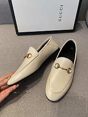 Gucci Jordaan Leather Horsebit Loafers White - 4