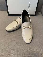 Gucci Jordaan Leather Horsebit Loafers White - 3