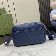 Gucci Jumbo GG Shoulder Bag Blue 26x17x9cm - 5