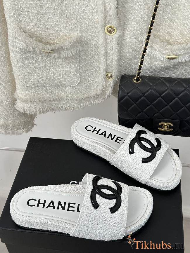 Chanel White Slides 05 - 1