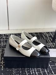 Chanel Ballerina Flat White Black Patent - 1