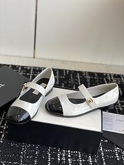 Chanel Ballerina Flat White Black Patent - 4