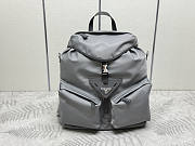 Prada Re-Nylon Leather-trimmed Backpack Grey 42x38x18cm - 1