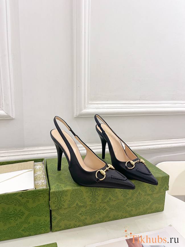 Gucci 10mm Black Slingback Pumps - 1