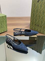 Gucci GG Denim Slingback Flats - 1