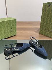 Gucci GG Denim Slingback Flats - 5