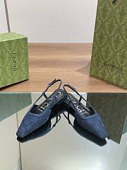 Gucci GG Denim Slingback Flats - 3