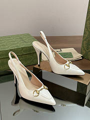 Gucci 10mm White Slingback Pumps - 1