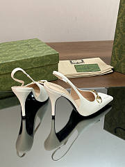 Gucci 10mm White Slingback Pumps - 5